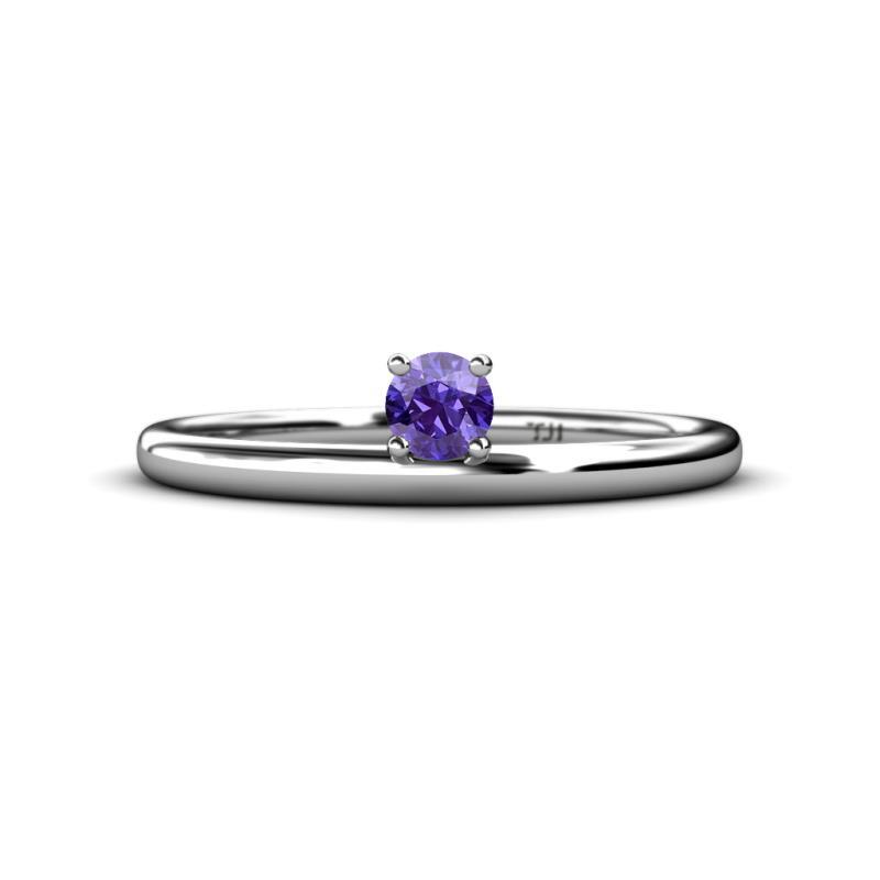 Round Iolite 4.00 mm Asymmetrical Stackable Ring 14K Gold JP:231139