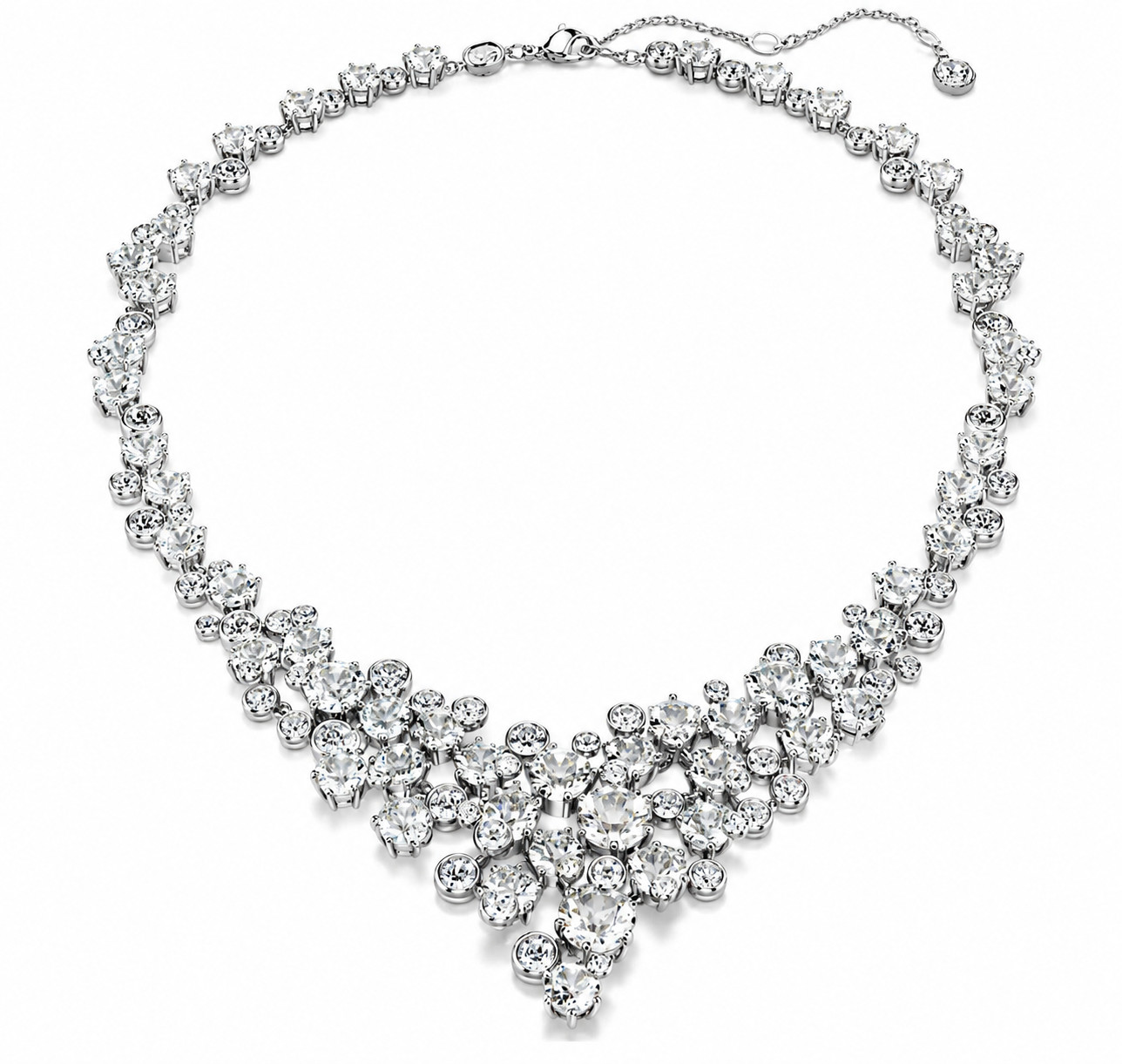 Swarovski Constella necklace Mixed cuts, Clasp, White, Rhodium plated