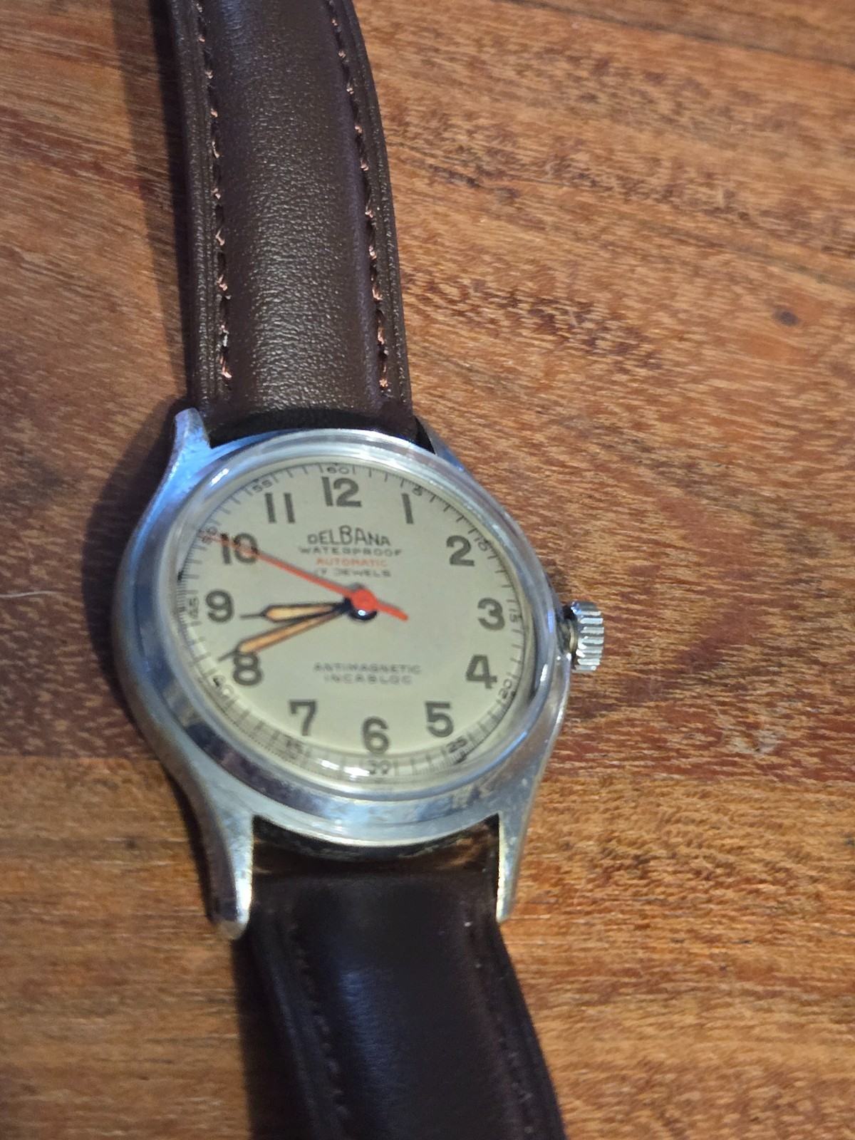 Vintage Delbana – SERVICED – Automatic 17J Bidynator Swiss Watch, New crystal