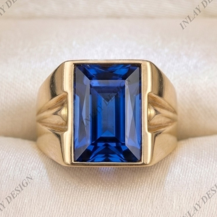 Men Sapphire Gemstone Ring 925 Sterling Silver Lovely Men’s Gift Ring All Siz
