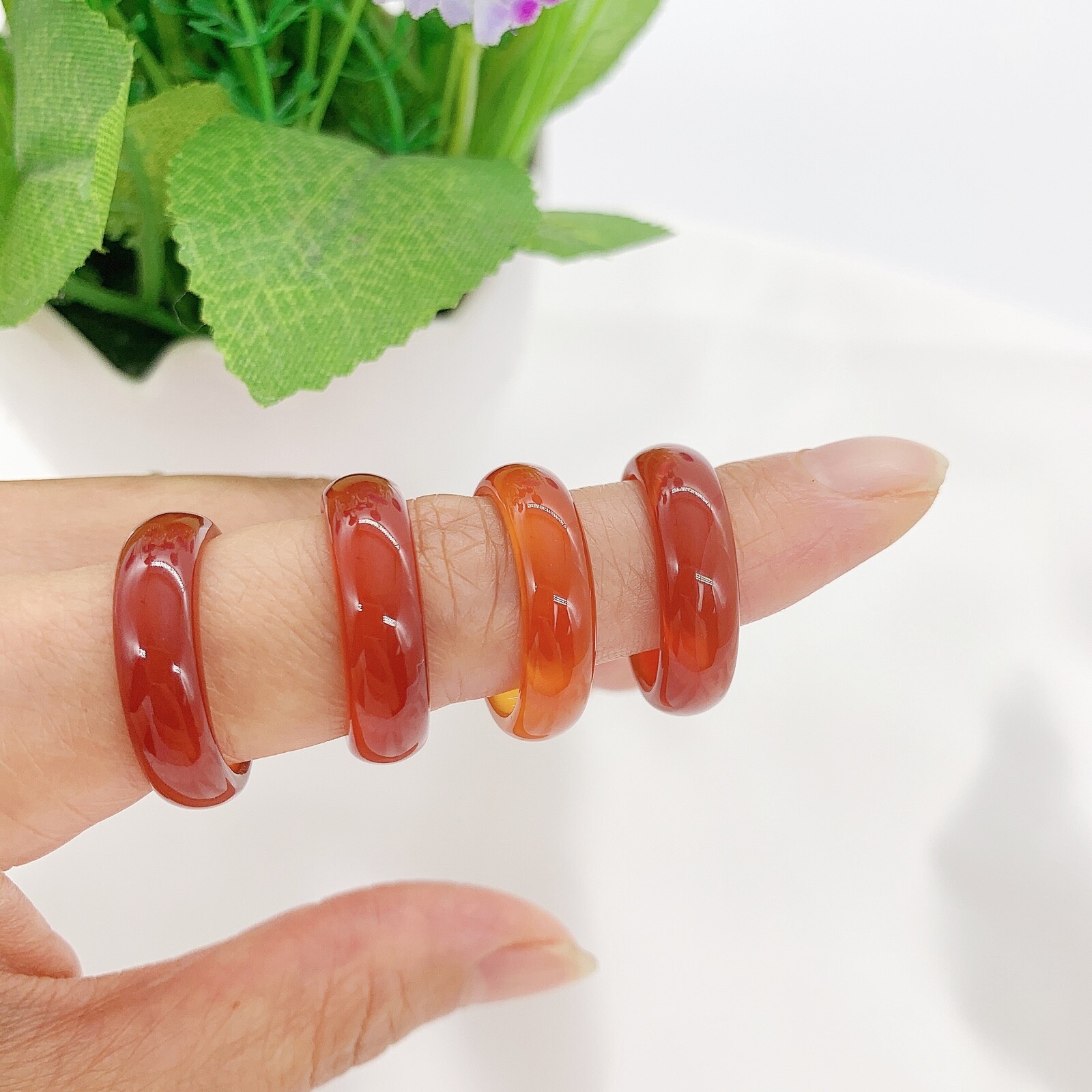 6mm Red Agate Carnelian Solid Band Ring, Gemstone Ring stone