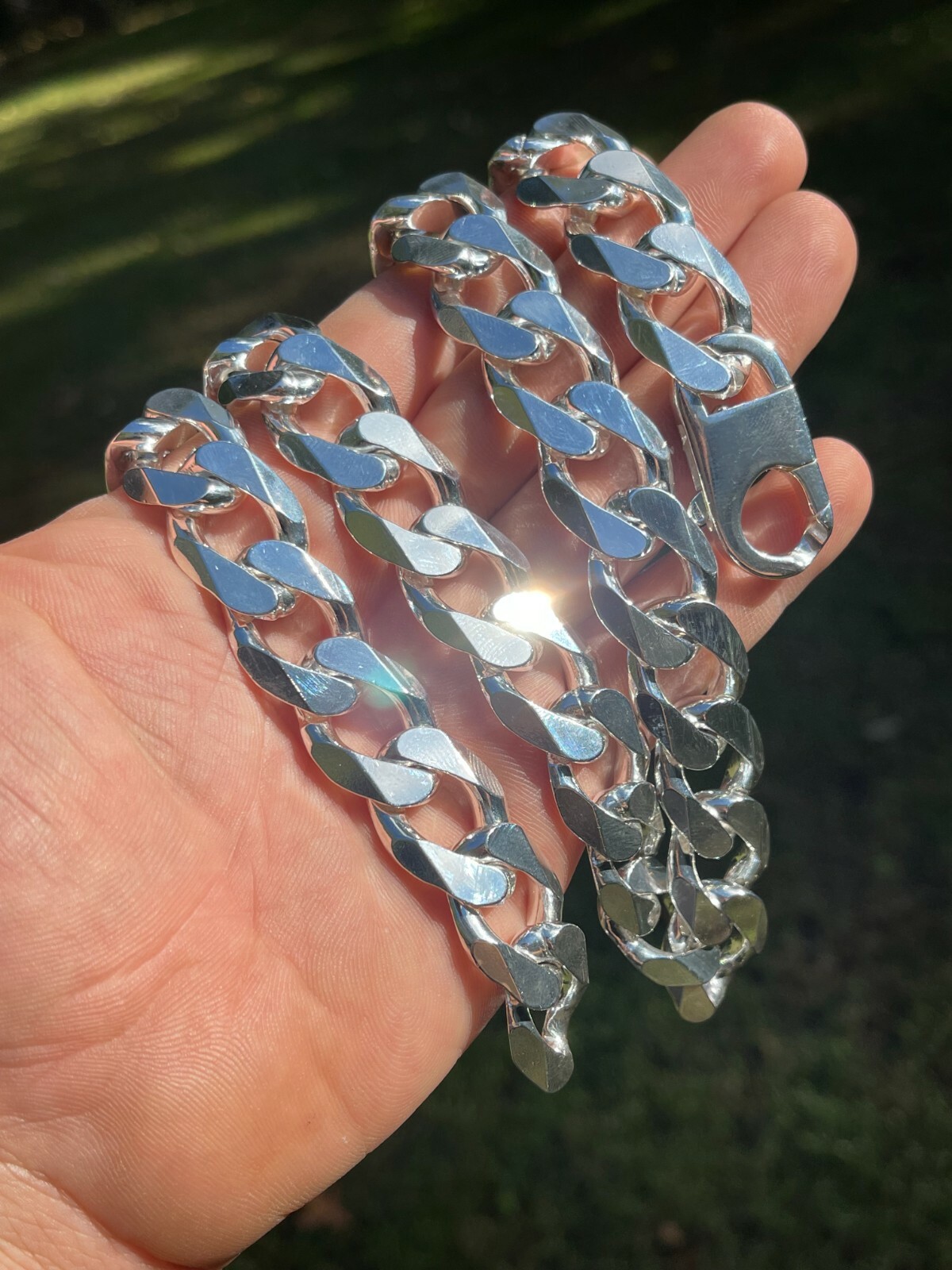 Real Solid 925 Silver 18mm Men’s Hip Hop Miami Cuban Curb Link Chain Or Bracelet