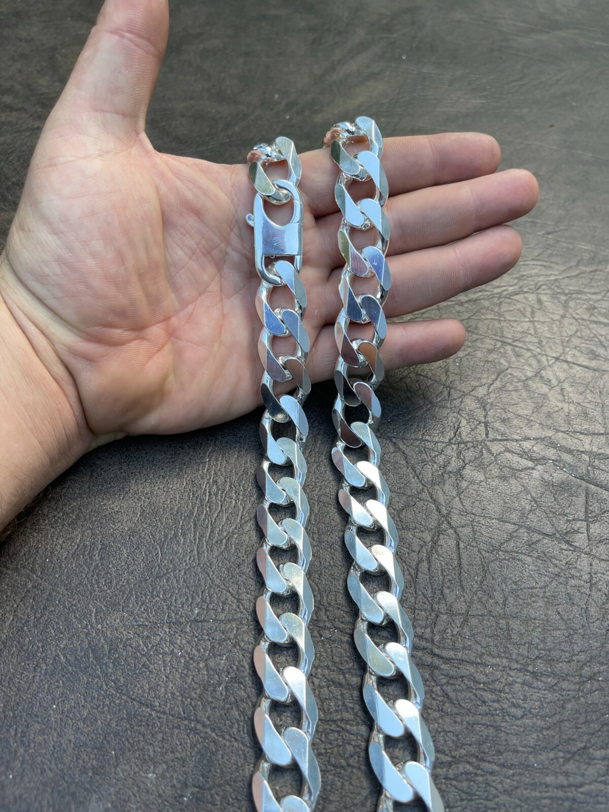Real Solid 925 Silver 18mm Men’s Hip Hop Miami Cuban Curb Link Chain Or Bracelet