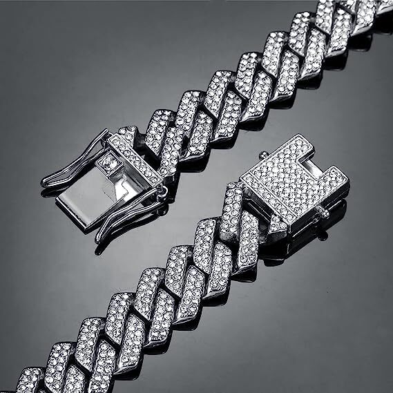 Men’s Gold Plated Iced CZ Out Solid Miami Cuban Link Bracelet Or Chain 12MM