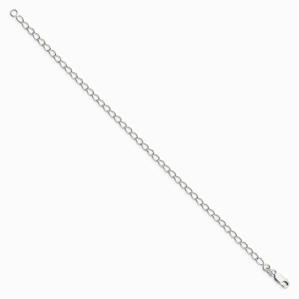 Sterling Silver 3mm Half Round Wire Open Curb Chain Anklet Bracelet 7″-10″