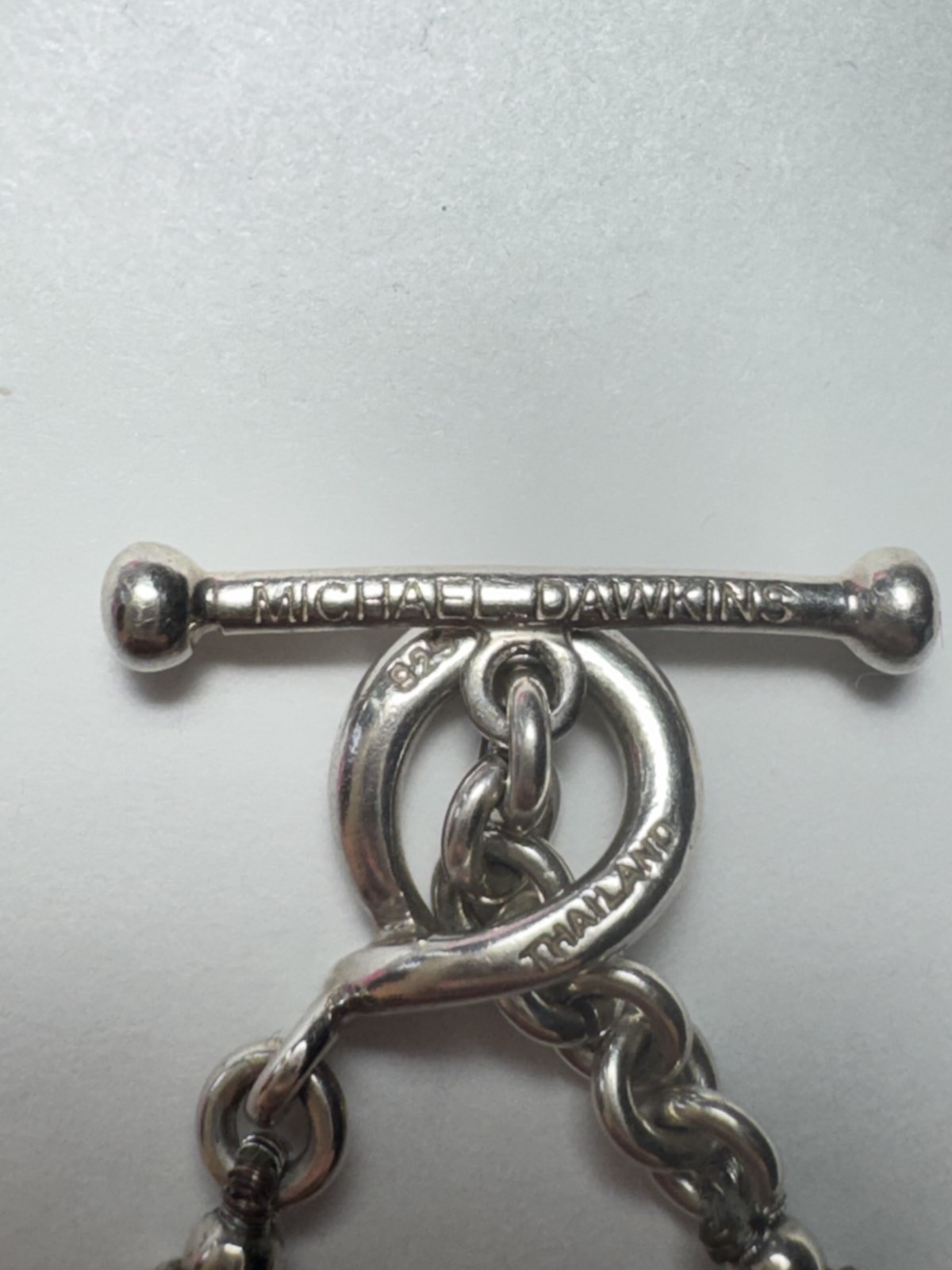 Michael Dawkins Sterling Silver Pebble Chain Teardrop Toggle Bracelet 925 7″