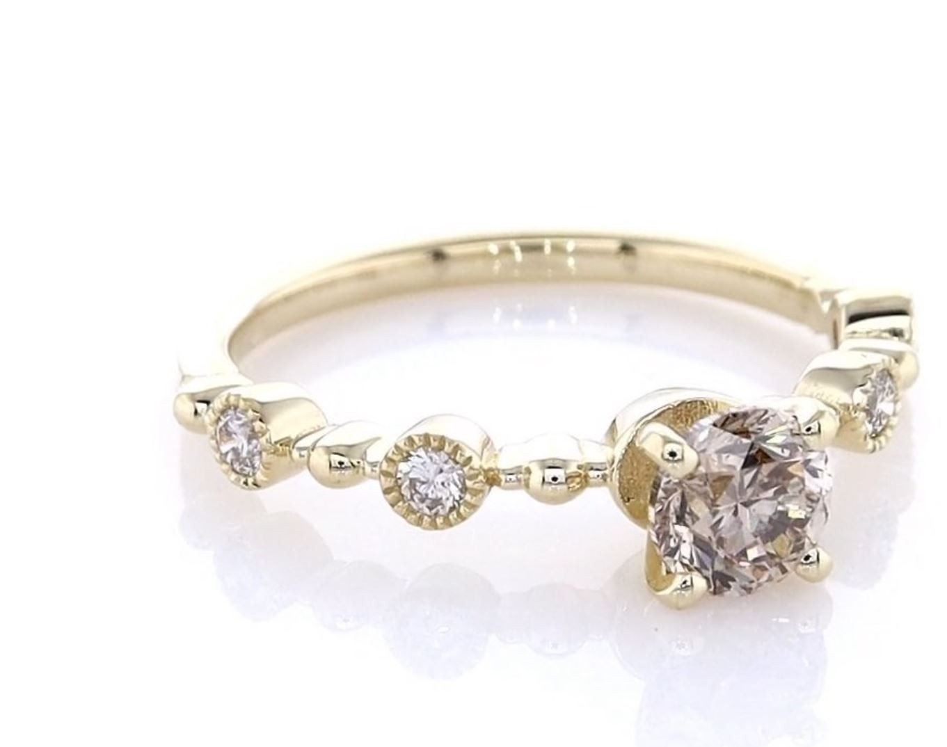 IGI Certified 0.60ct Natural Round Brilliant Cut Diamond Ring in 14K Yellow Gold