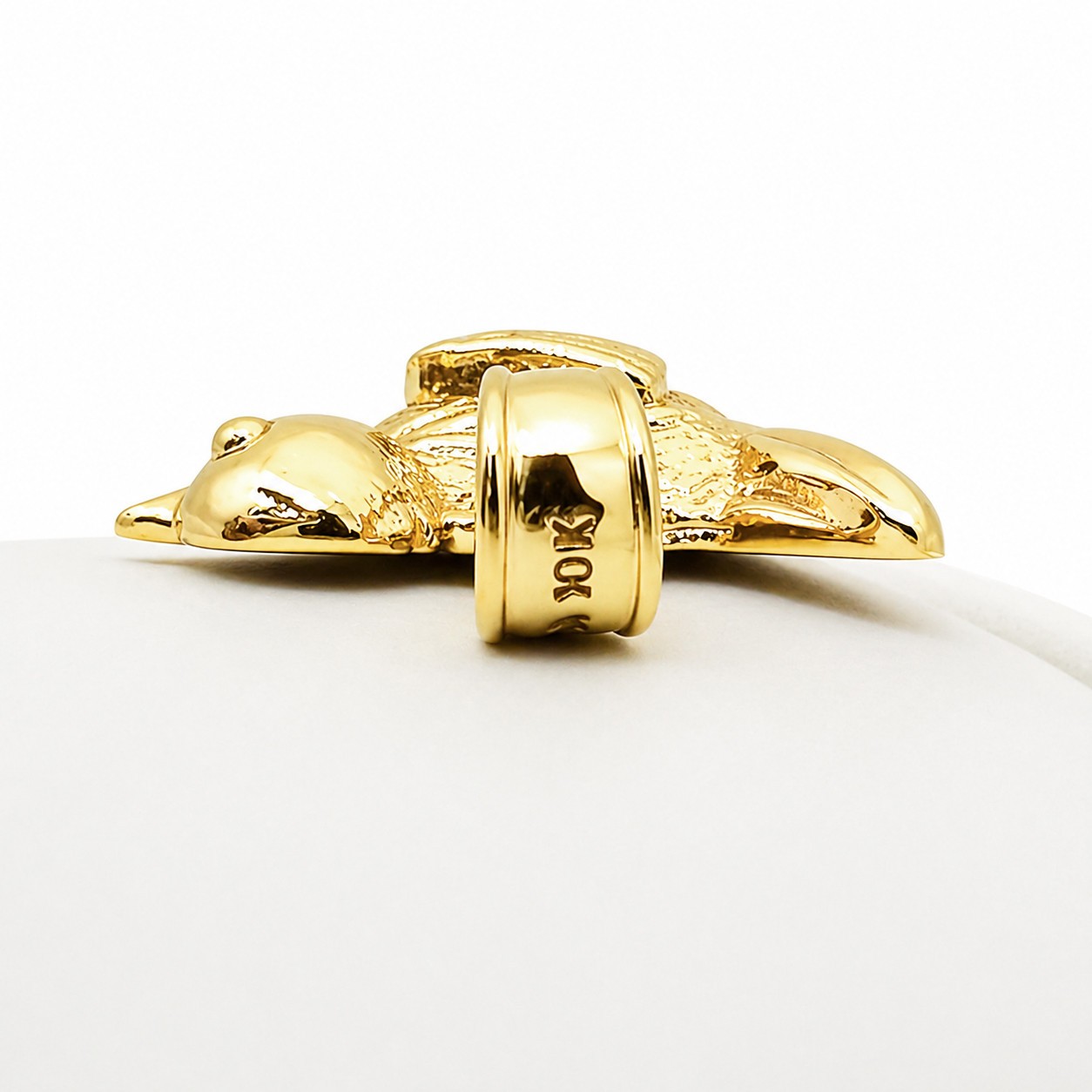 Solid 10K Yellow Gold Robin Bird Pendant Charm, Small