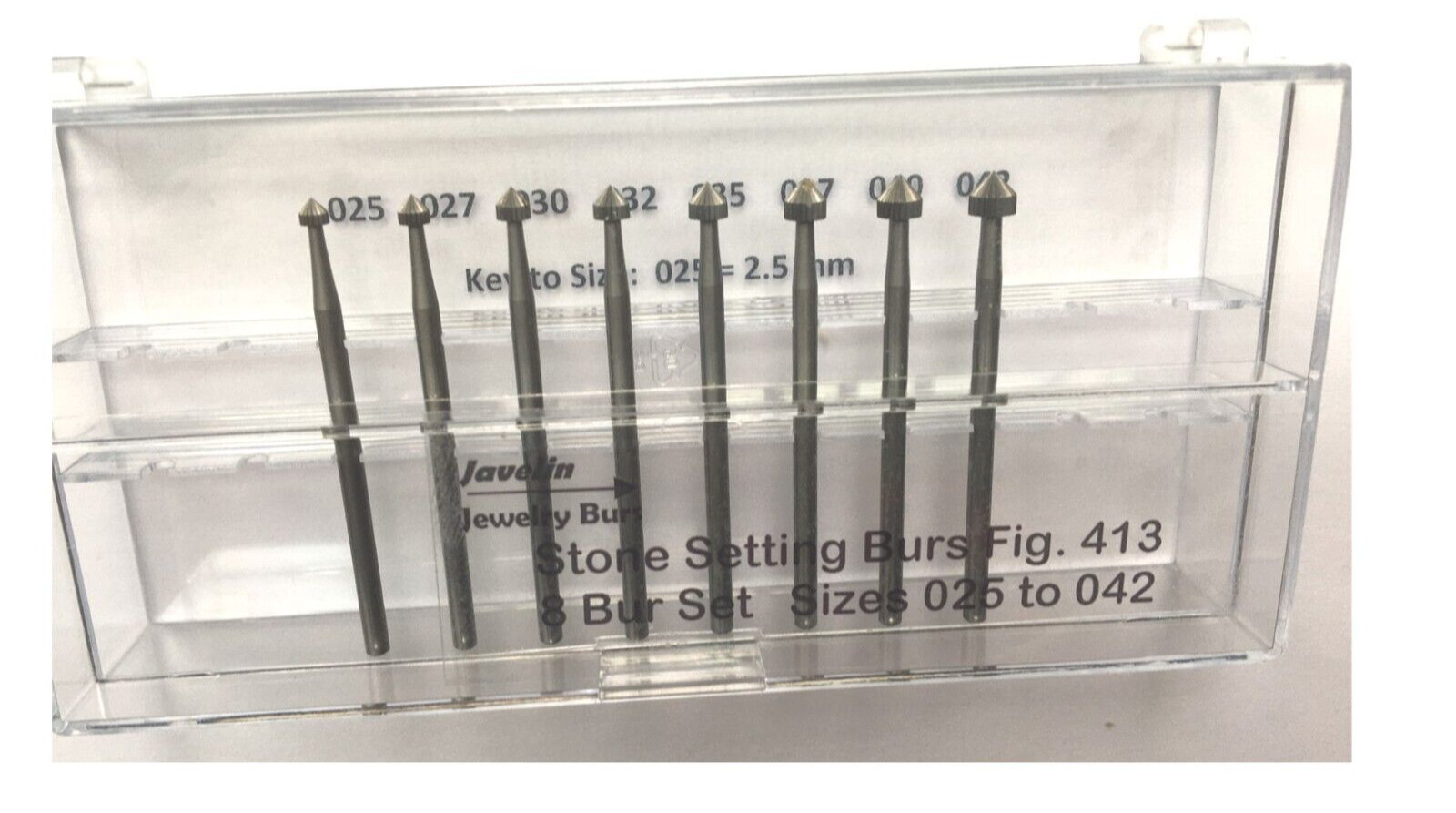 JEWELRY STONE SETTING BUR, MEDIUM 8 PCS 025 TO 042, FIG 413, BURS FOR JEWELERS