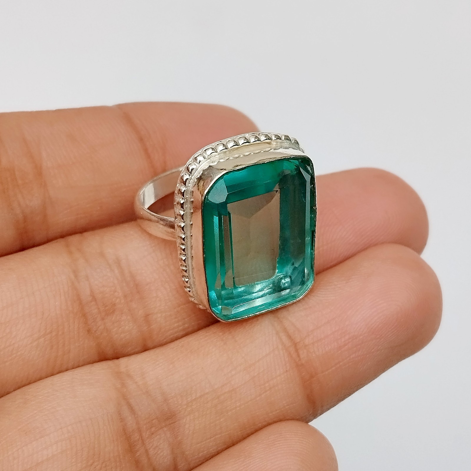 Aquamarine Gemstone 925 Sterling Silver Ring Handmade Jewelry Gift For Her