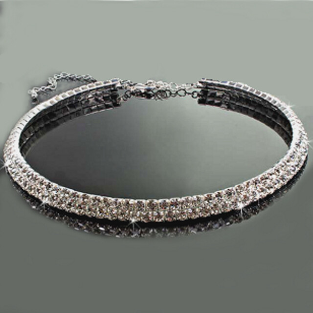Jewelry Set Swarovski Elements Two Tiers Choker Tennis Bracelet Stud Earrings