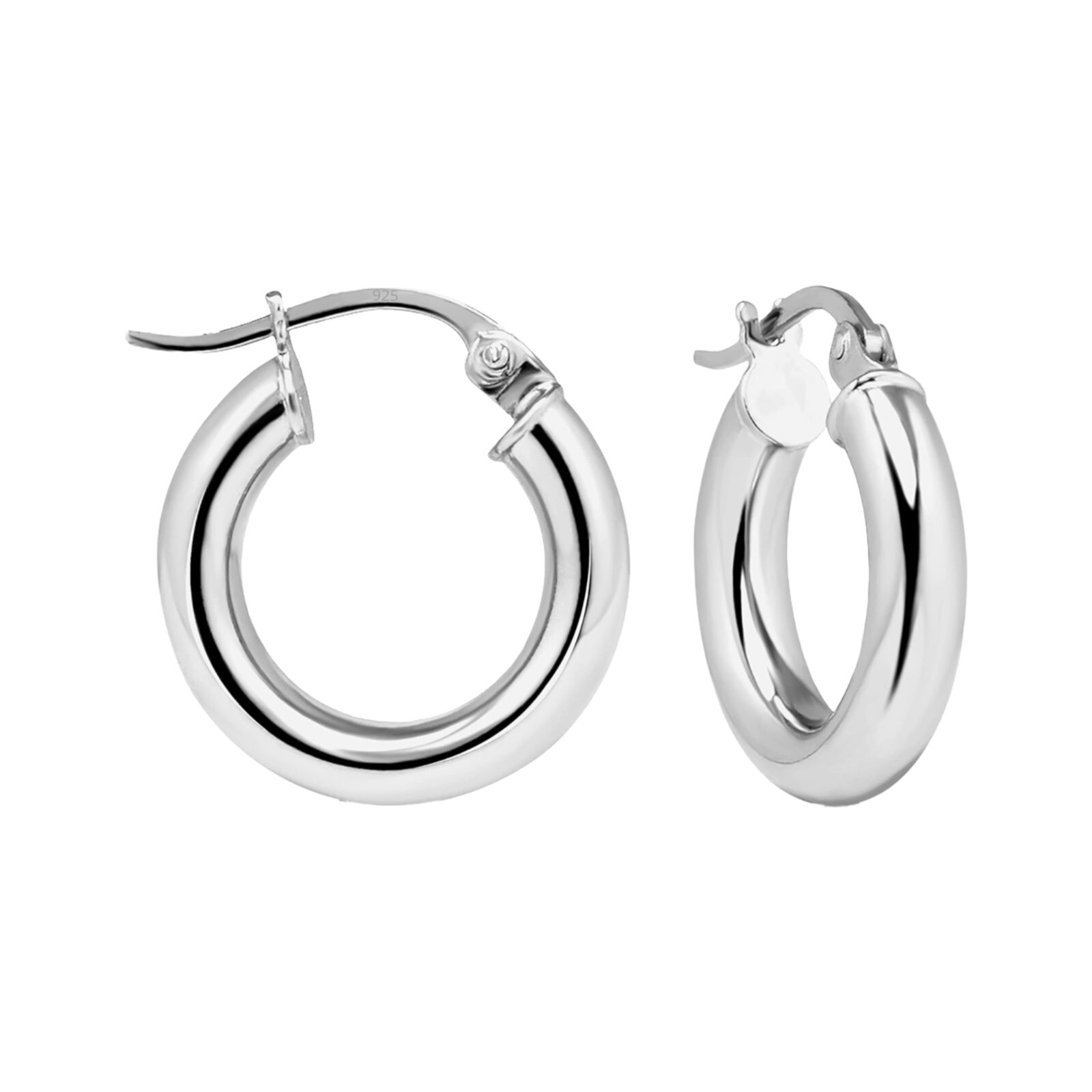 925 Sterling Silver Small 15MM Hoop Earrings Men Women Children 3MM Thick