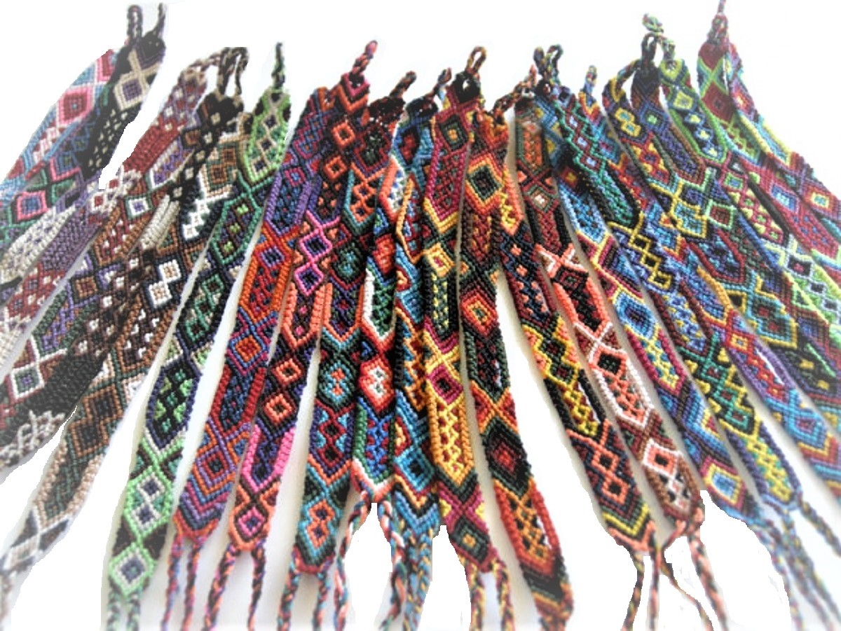 #230 Cuzco 15 Woven Wool Pattern Friendship Bracelets Pack Lot Peru Artisan Mix