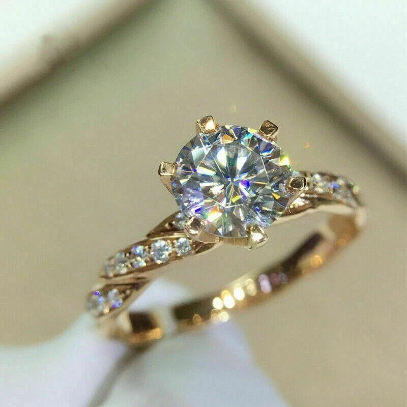 1.50Ct Round Cut Lab Created Diamond Engagement Ring In 14K Yellow Gold Plated