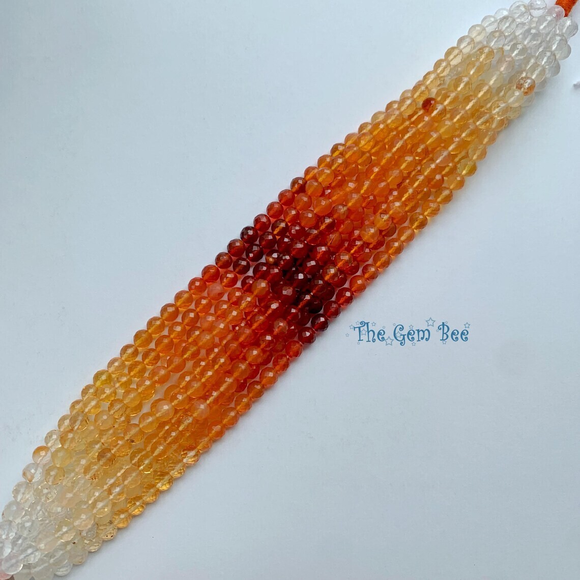 4.2mm Old Stock Shaded Mexican Fire Opal Faceted Round Rondelle Beads 6.5″ Str