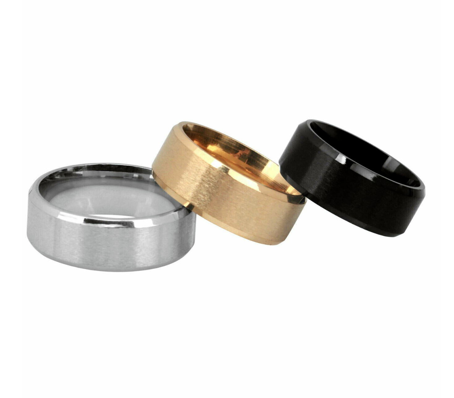 Men Black Stainless Titanium Color Ring Wedding Lover Couple Rings Women 7-12