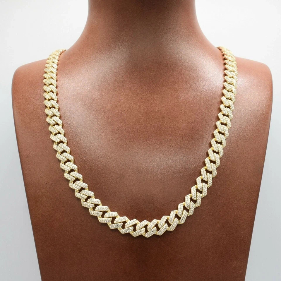8.5mm Edge Miami Cuban Curb Link Chain 14K Yellow Gold-Plated Sterling Silver