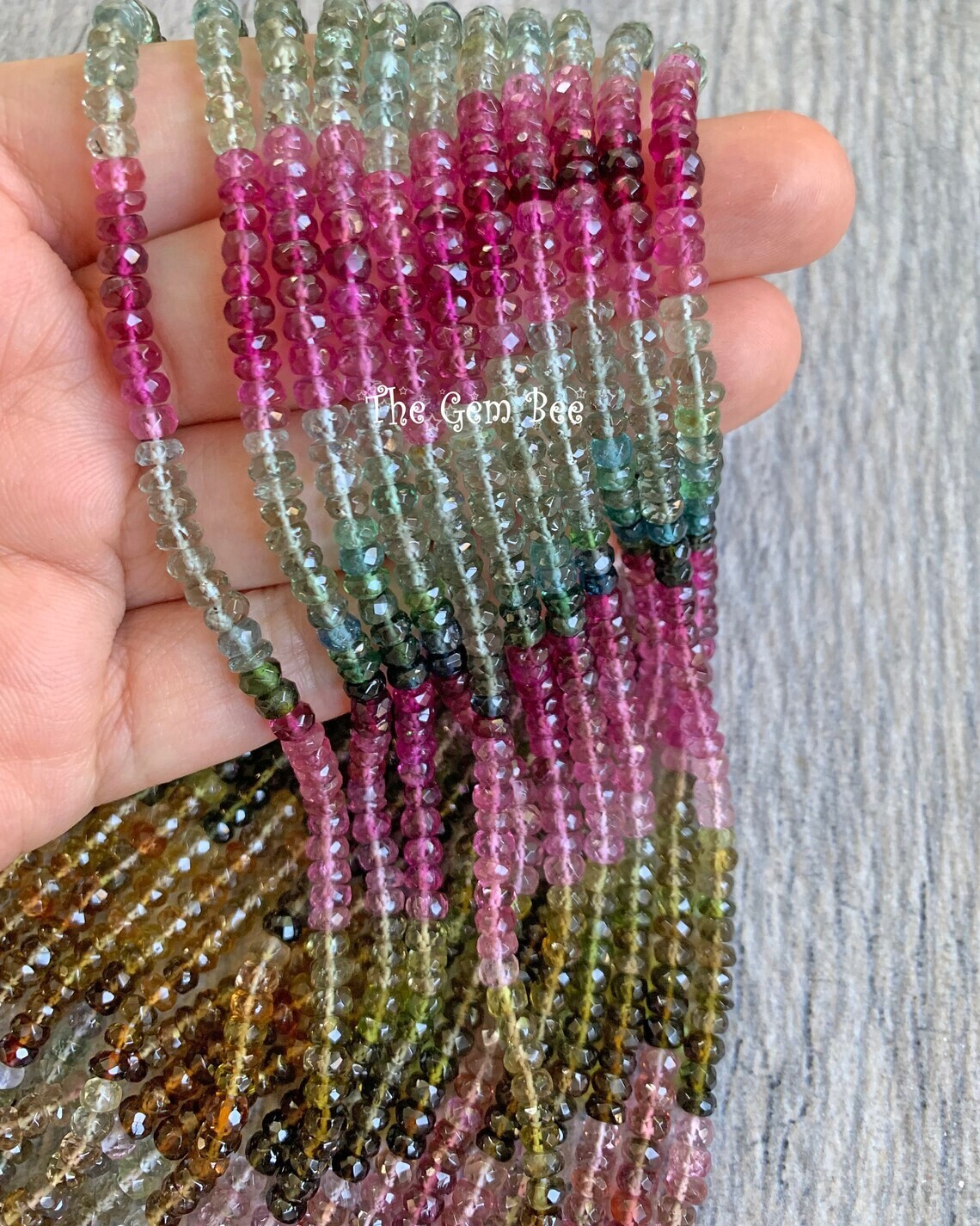 4.2mm Brazilian Tourmaline Faceted Rondelle Bead 16 inch strand