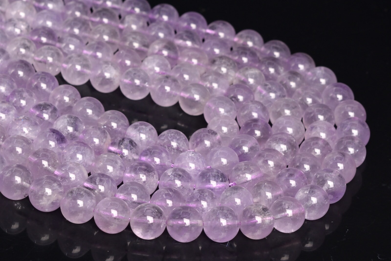 11MM Genuine Natural Translucent Light Lavender Amethyst Beads AA Round Beads