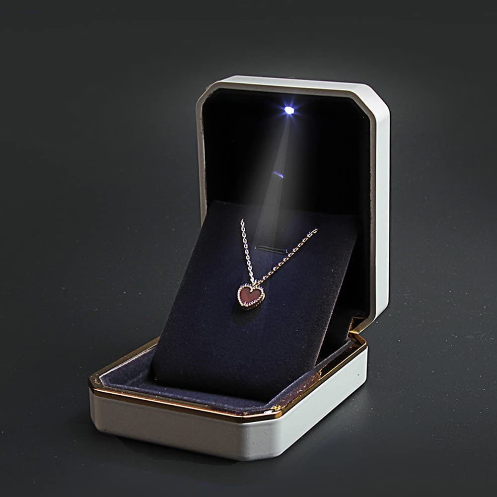 LED Ring Box Luxury Velvet Proposal Engagement Wedding Jewelry Gift Case Light