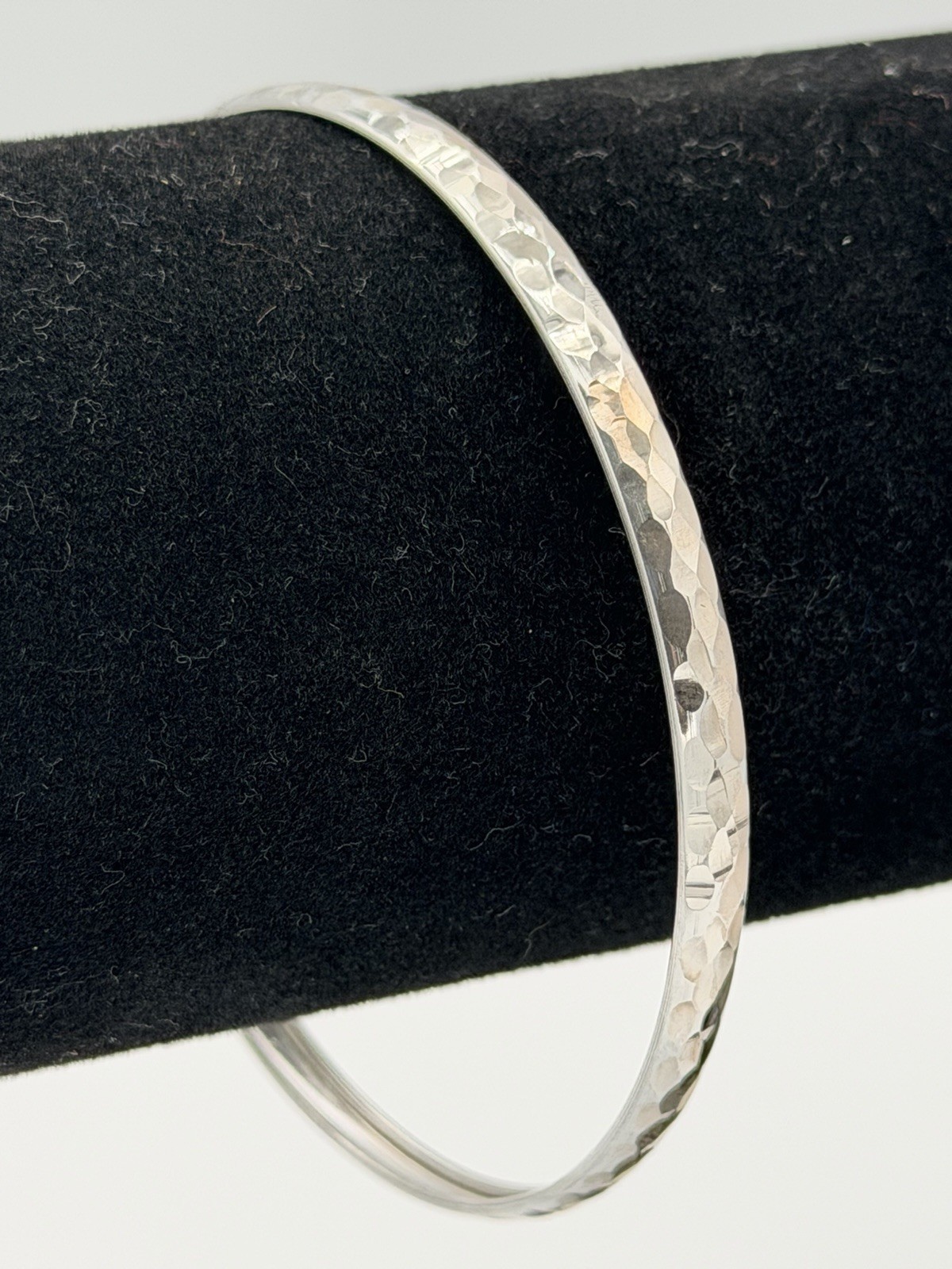925 Sterling Silver Hammered Textured Bangle Bracelet 4.2mm 4g New