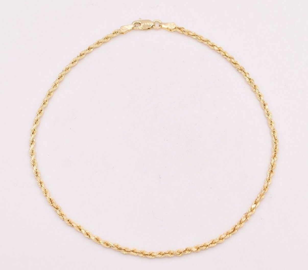 2.0mm Twisted Rope Chain Ankle Bracelet Anklet Real 10K Yellow Gold 10″