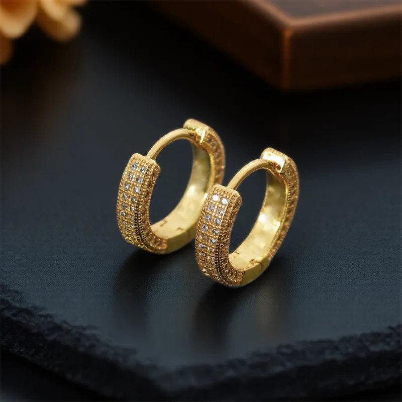 Female Male Multicolor Zircon Small Round Hoop Earrings For Men Women Minimalist