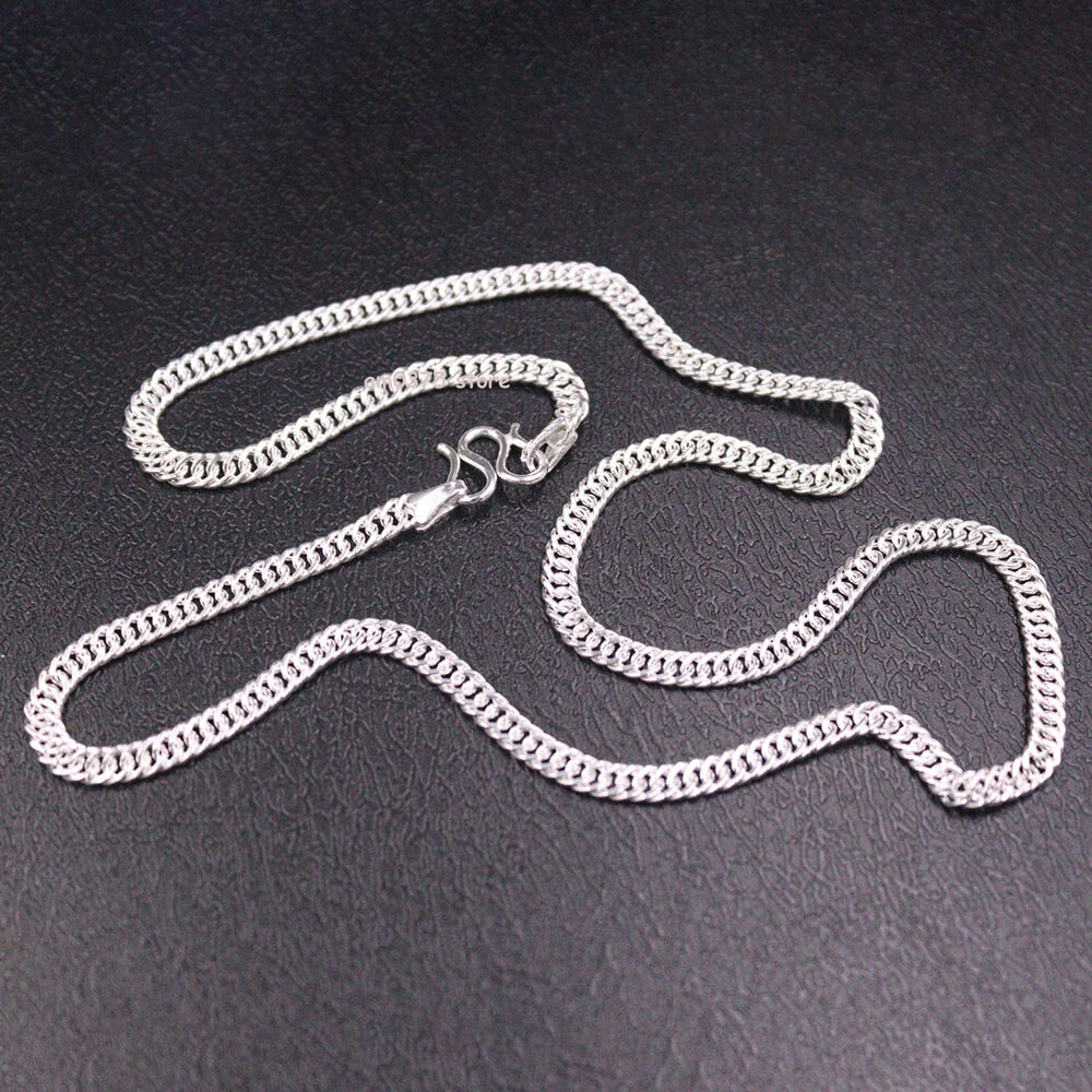 Pure 999 Fine Silver Necklace For Men Women 3.5mm Curb Link Chain 18inch /10g