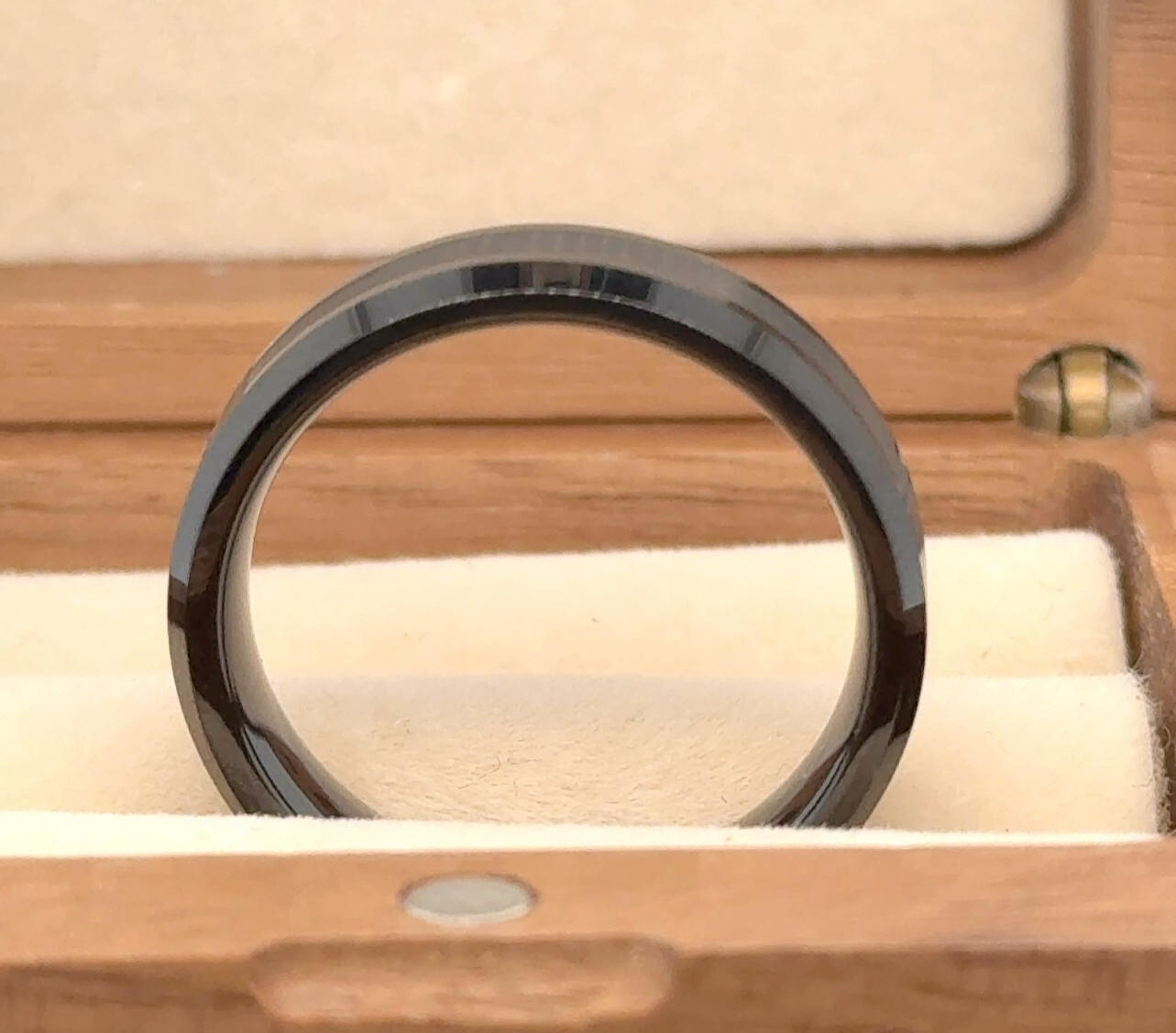 Engraved Couple Ring Promise Ring for Her Black Tungsten Anniversary Band