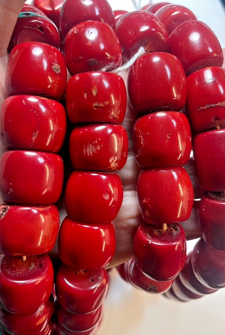 ONE 16″ STRAND RED BAMBOO ENHANCED CORAL HUGE RONDELLES 20X18 MM BELOW WHOLESALE