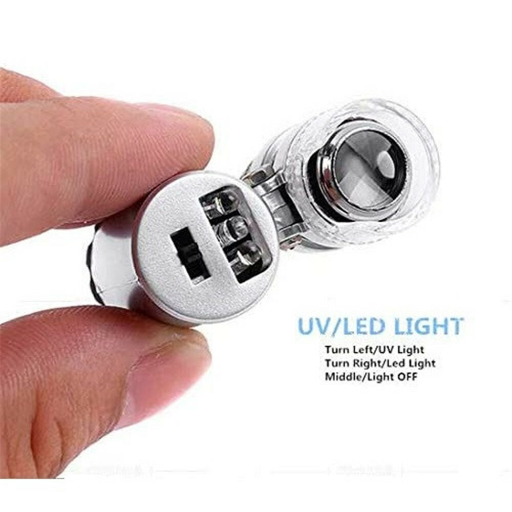 60X Magnifying Loupe Jewelry Jewelers Pocket Magnifier Loop Eye Glass Led Light