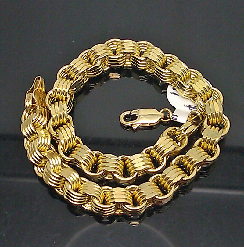 Real 10K Yellow Gold Byzantine Box Link Bracelet 9″ Long 6.5mm