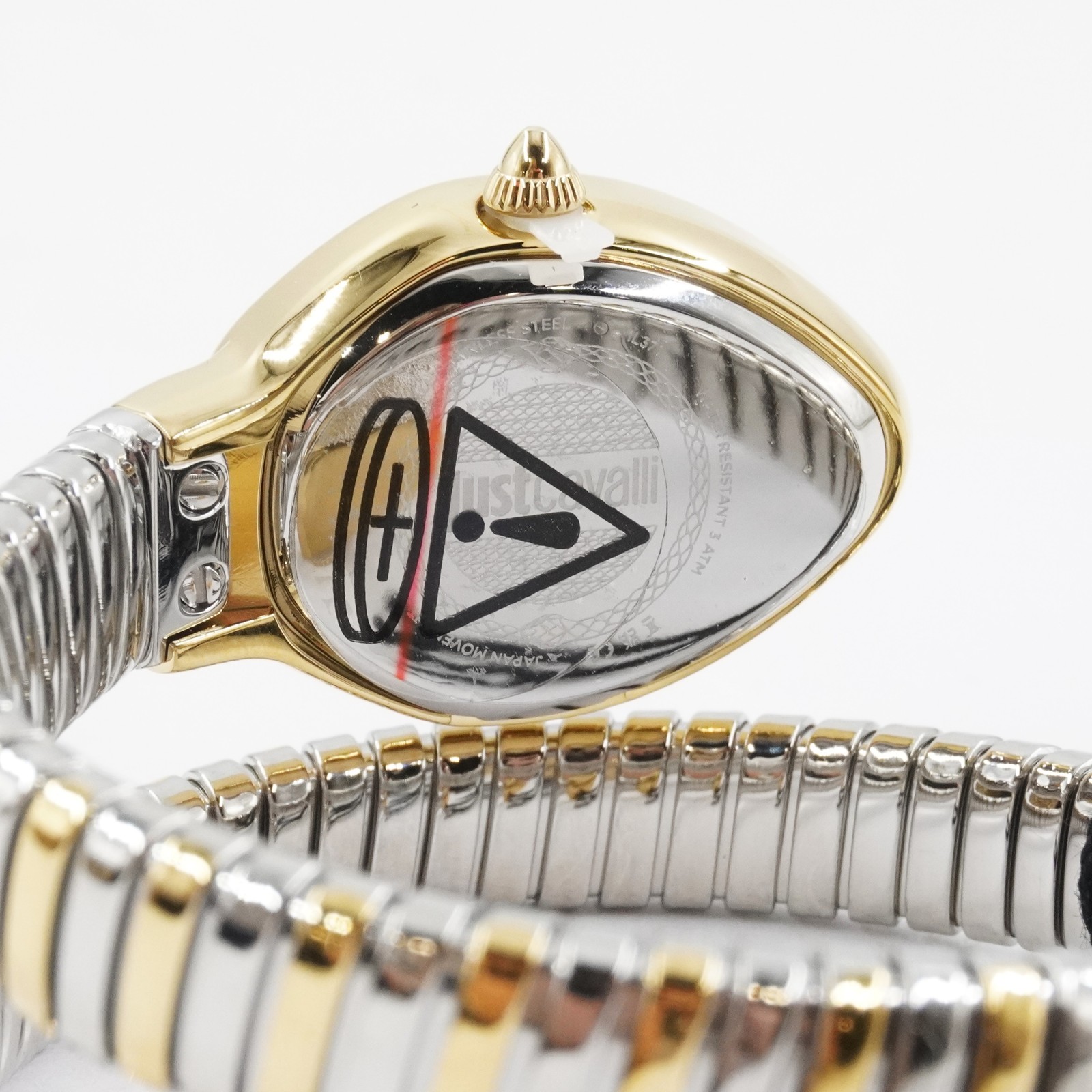Just Cavalli Eclisse Gold & Silver Snake Wrap Quartz 22mm Watch with Green Dial