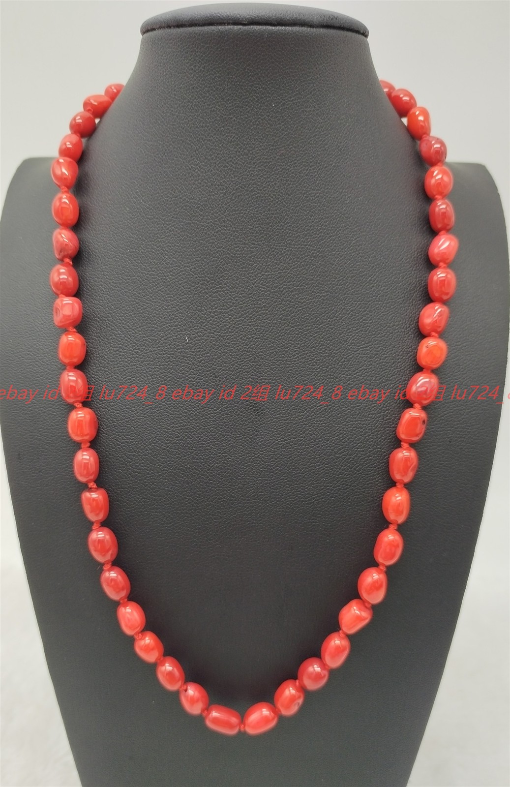 New Pretty Natural 8-12mm Red Coral Gemstone Oval Bead Necklace 16-36in