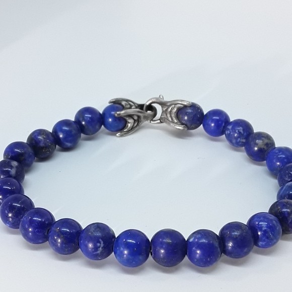 DAVID YURMAN Matrix 8mm Bead lapis lazuli Shinny Spiritual Beads Bracelet 8.5″
