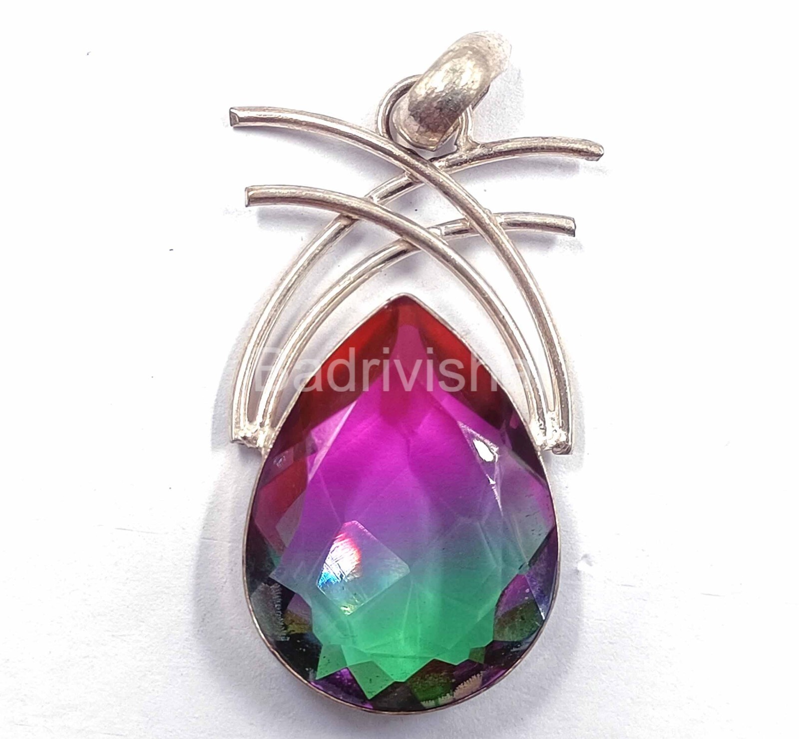 Pear Cut Multi-Color Ametrine 74.45Ct. Lab-Created Pendant WITH Free Chain 64mm