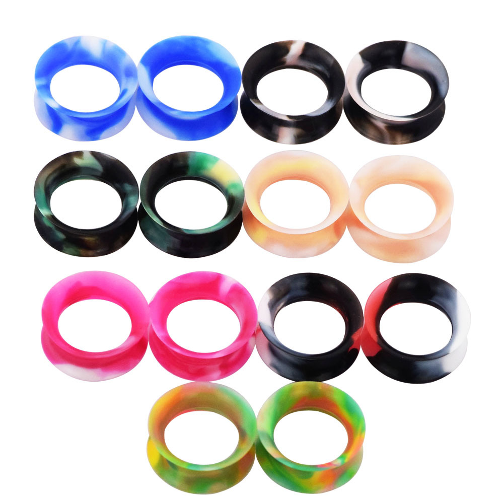 36× Thin Silicone Ear Gauges Soft Flexible Tunnels Plugs Earskin Earlets 2g-3/4″