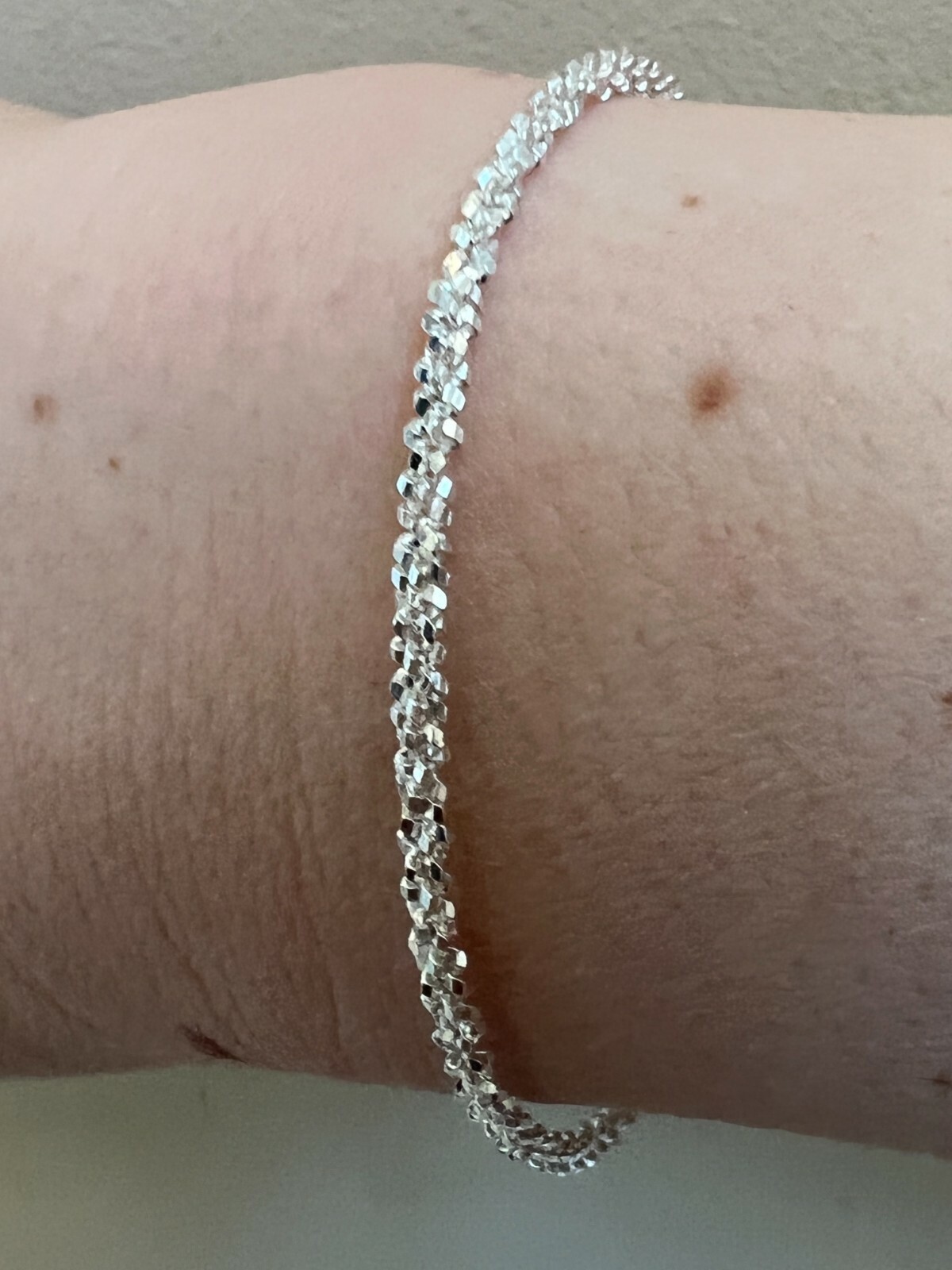 Real Solid 925 Sterling Silver Diamond Cut 3mm Sparkle Rope Bracelet 6-8.5″ Long