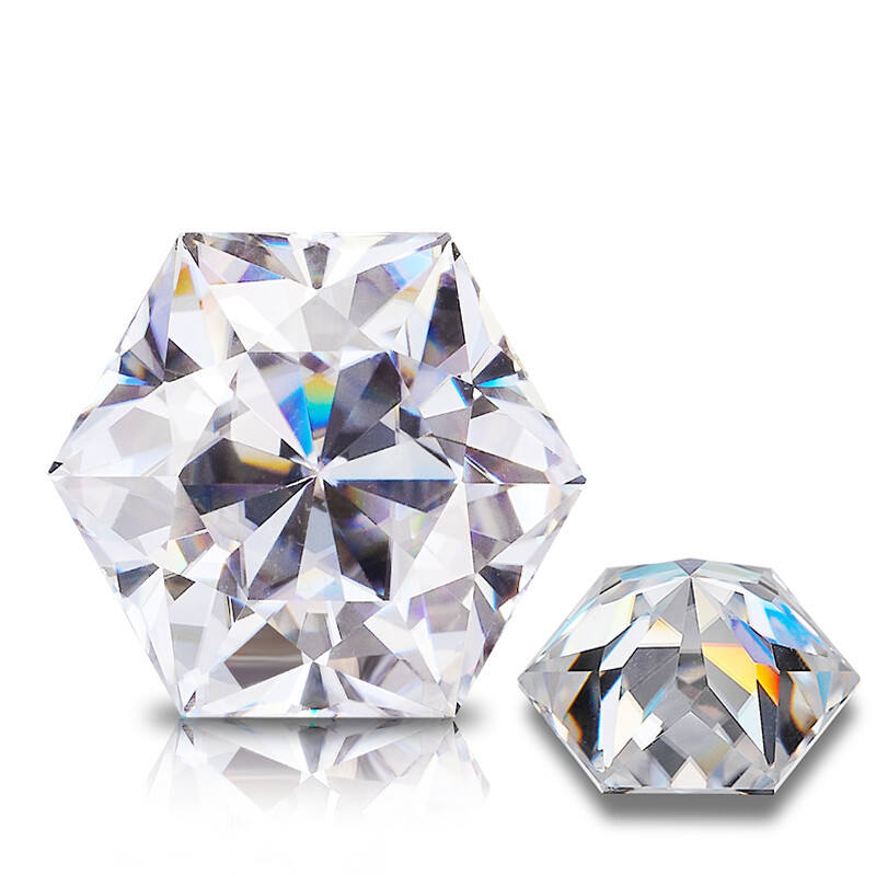 Multicolor Moissanite Excellent Cut Hexagon VVS1 Loose Gemstone GRA Certificated