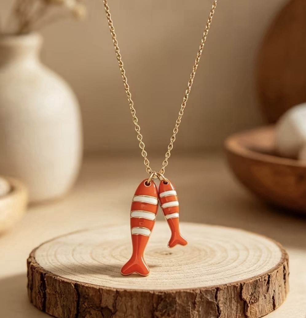 Handmade Resin Necklace Koi Fish Charms, Beach, Gift For Her