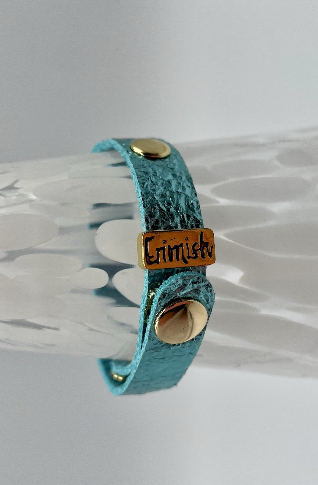 Erimish Metallic Blue Snap Cuff Bracelet 6.5- 7.75 in Signed No Stone