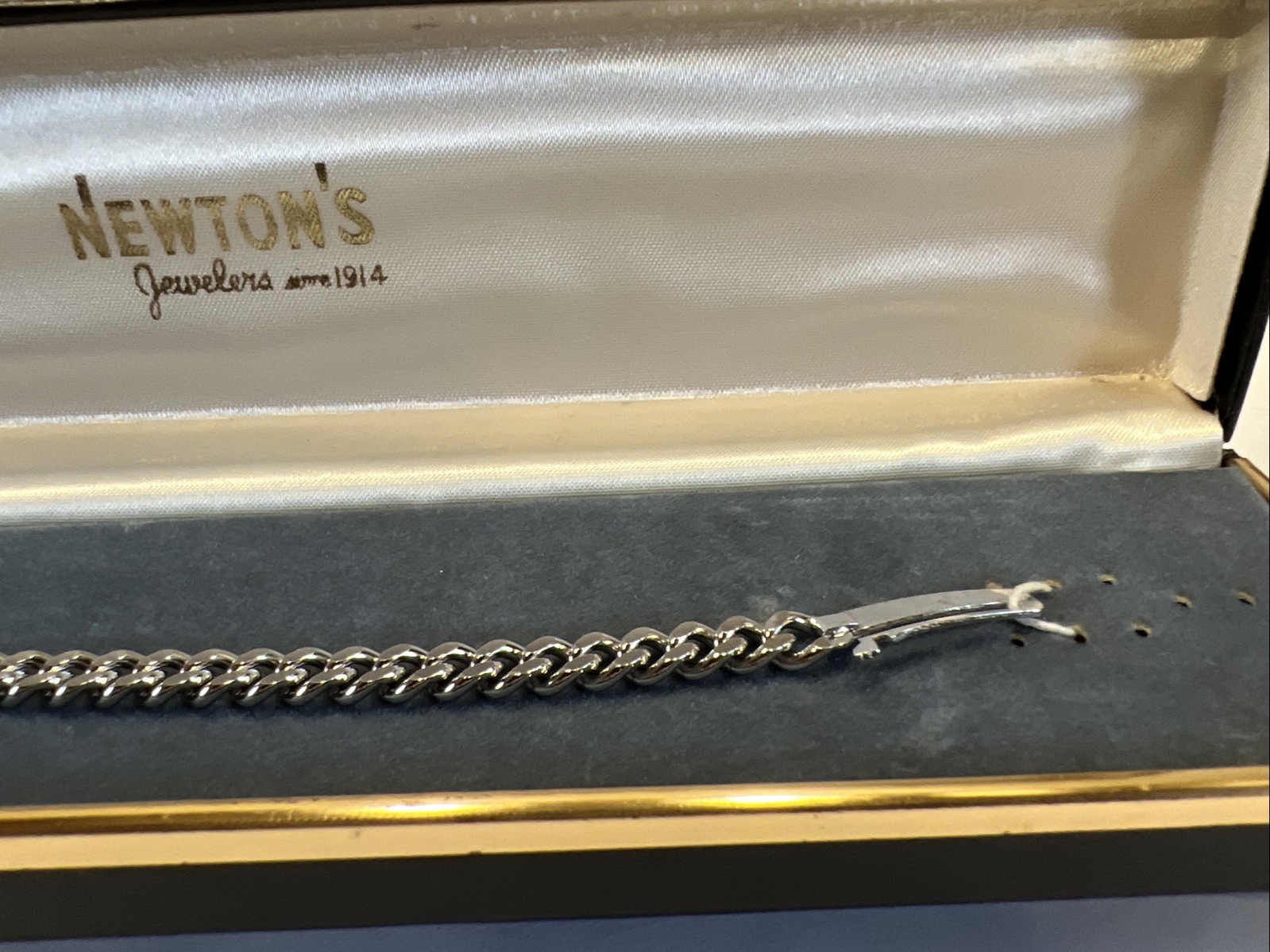 Vintage Speidel Link ID Bracelet Rhodium Finish USA Engravable New In Box