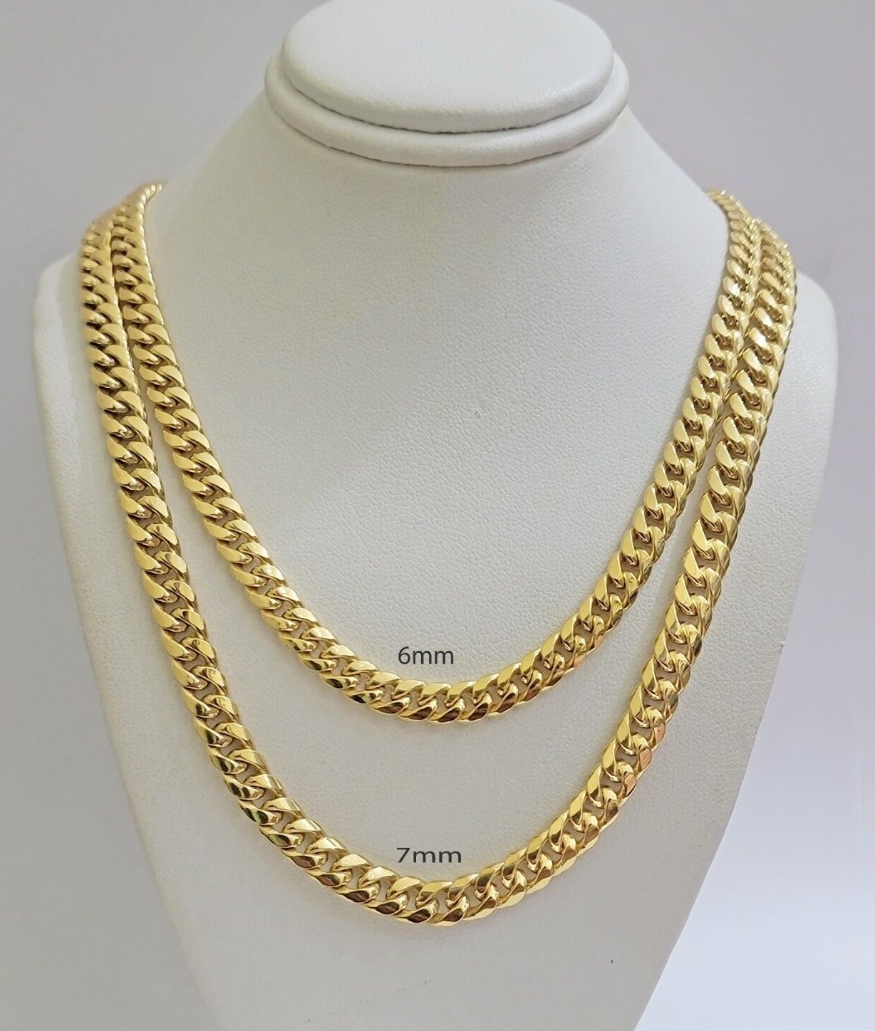 Real 10k Yellow Gold Chain necklace Miami Cuban Link 7mm 20″ 22″ 24 Inch 10KT