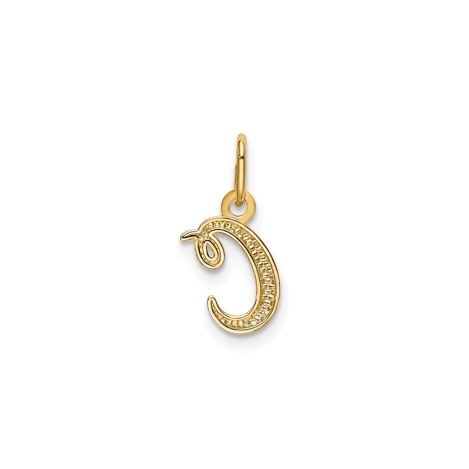 14k Yellow Gold Script Initial C Pendant Charm for Necklace or Bracelet
