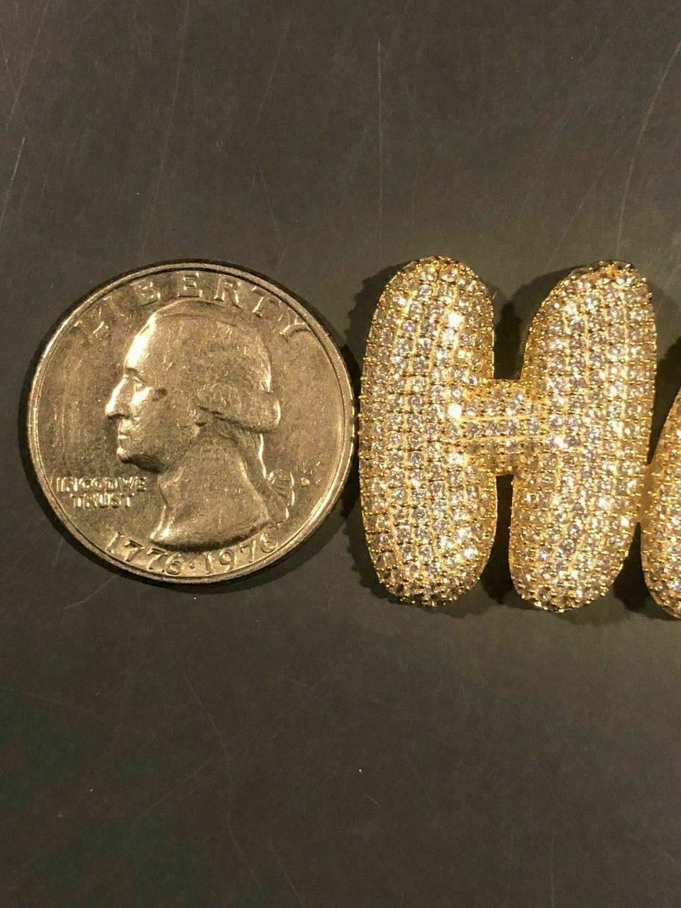 SOLID 925 SILVER Custom Bubble Letter Name Pendant CZ Real ICY Rapper Piece