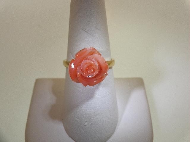 SELECTABLE MEDIUM HAND CARVED PACIFIC PINK ANGELSKIN CORAL ROSE FLOWER RING 7-8
