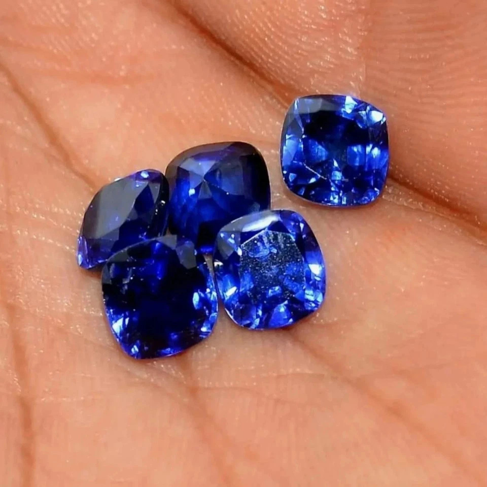 Natural Blue Sapphire Cushion Cut 50 Ct GIE Certified Loose Gemstone Lot 5 Pcs