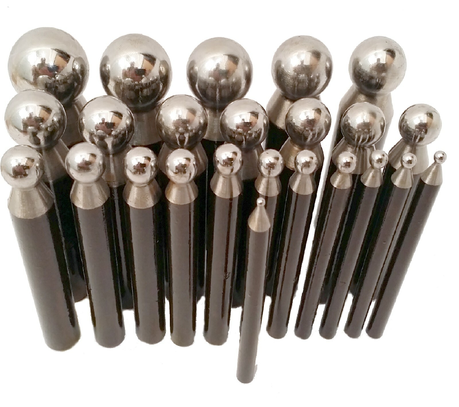 24pc Premium Dapping Punches Hardened Steel Mirror Polished Half Ball Stamp
