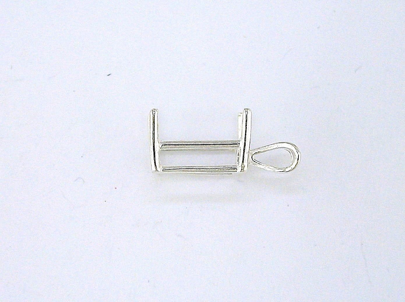 Emerald Cut 4 Prong Pendant Setting Sterling Silver