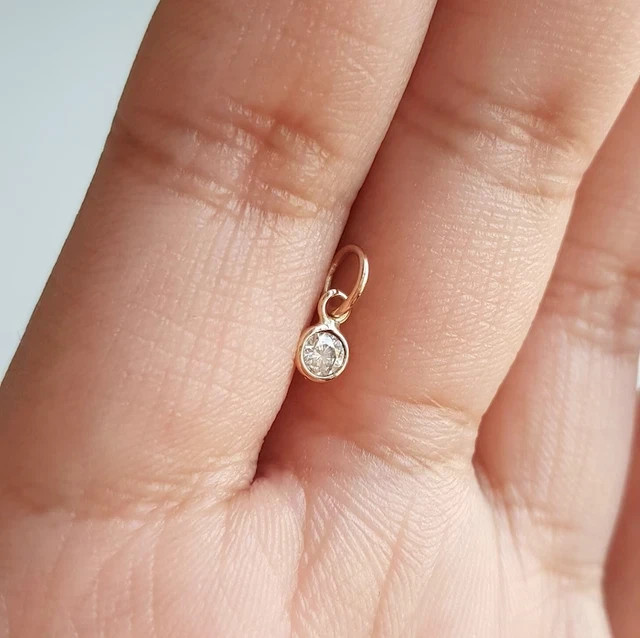 2.00ct Lab Created Diamond Women Small Bezel Pendant 14K Yellow Gold Plated